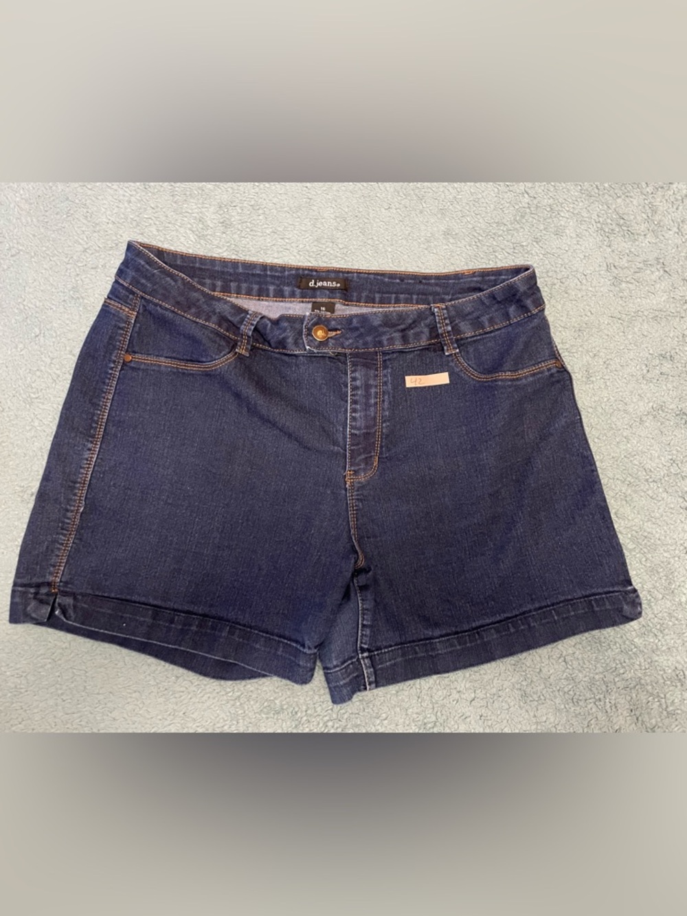 d. jeans Indigo Dark Blue Denim Shorts with Rolled Hem